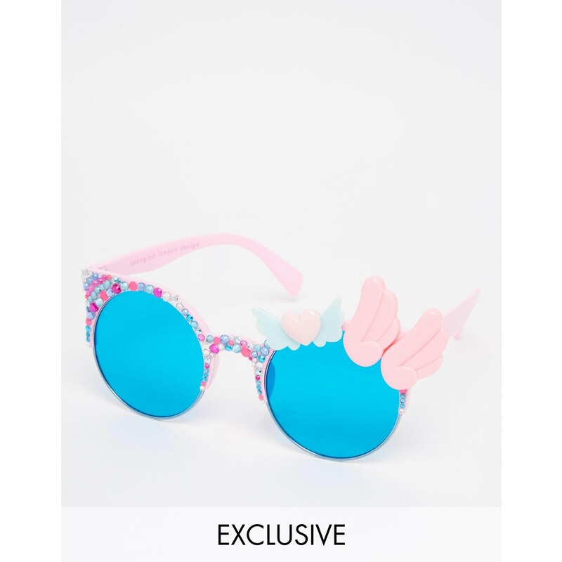 Spangled - Sonnenbrille mit Herzen und Flügeln - Rosa
