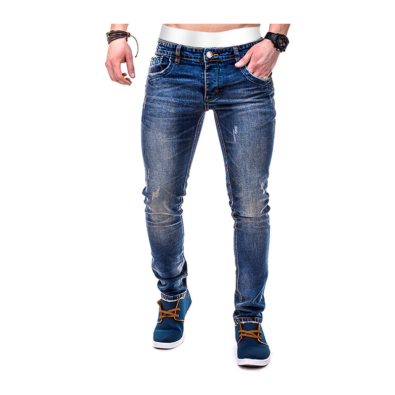 Lesara Slim Fit-Jeans mit Used-Details - 36