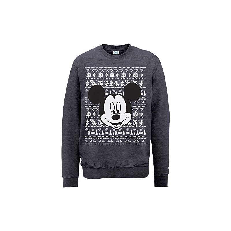 Brands In Limited Herren Sweatshirt Mickey Mouse Christmas Mickey Head