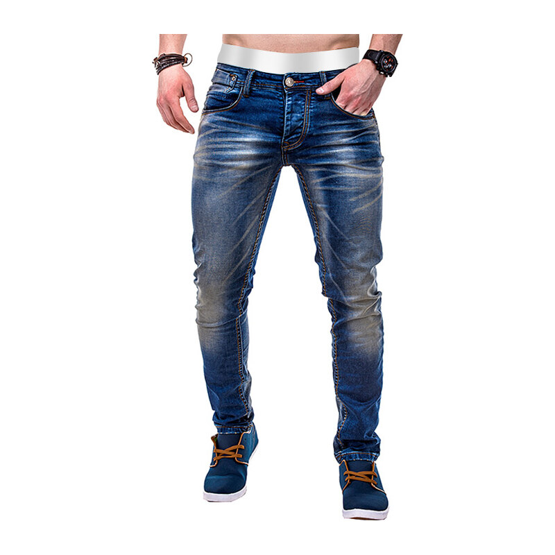 Lesara Slim Fit-Jeans in leichter Used-Optik - 38
