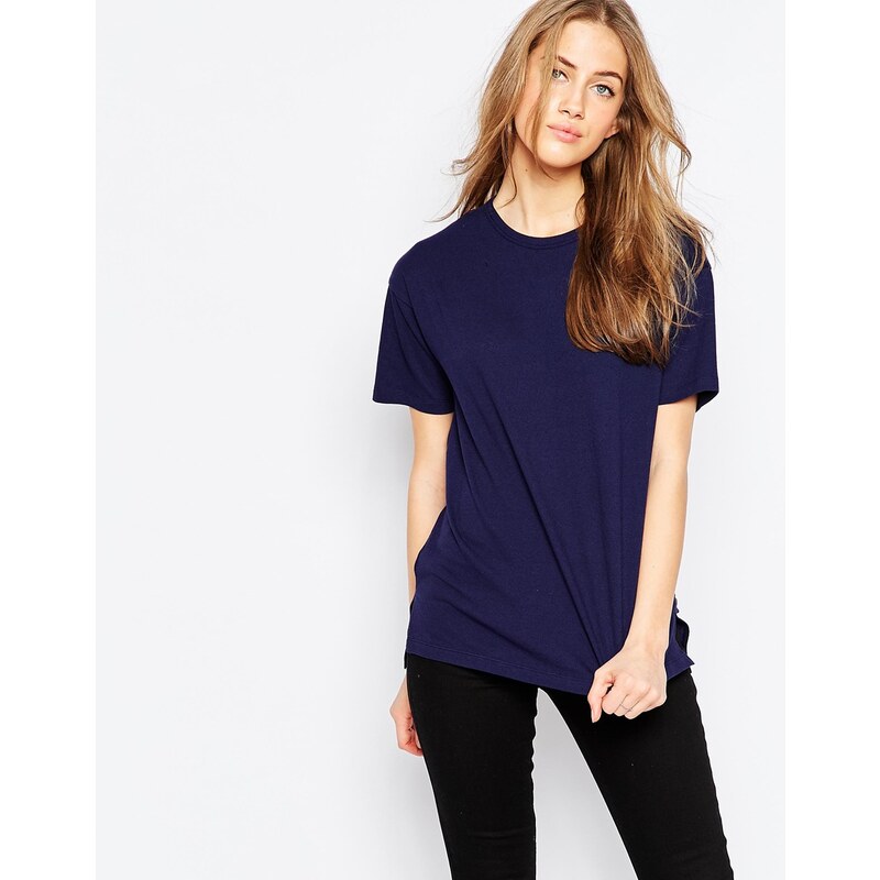 ASOS New Look - Übergroßes T-Shirt in Leinenoptik - Marineblau