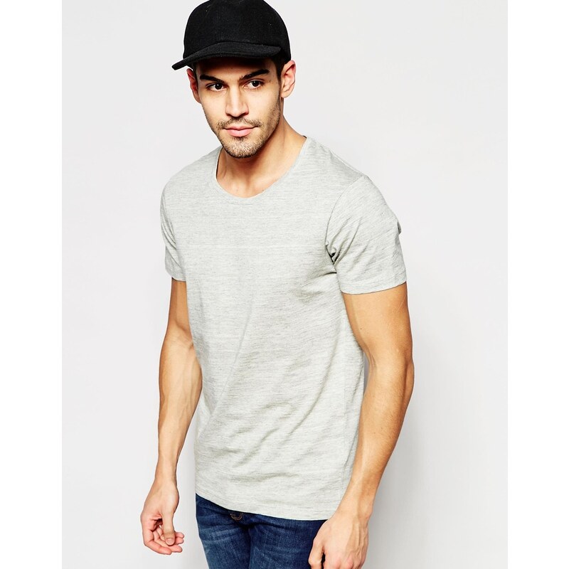 Selected Homme - Meliertes T-Shirt mit Rundhalsausschnitt - Grau