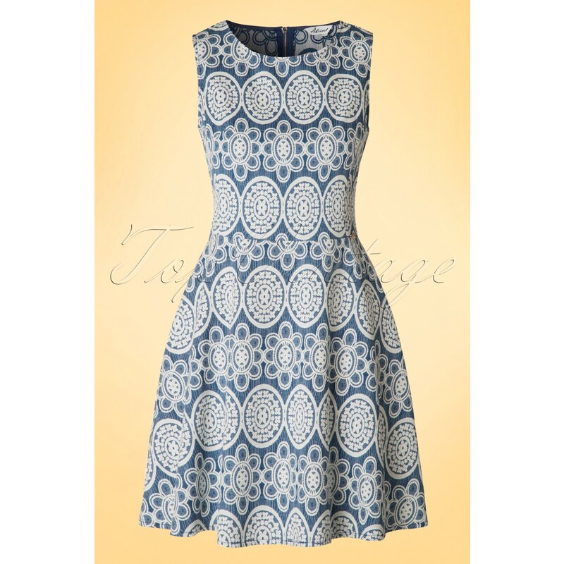 Abricot 60s Lorena Dress in Jeans Blue