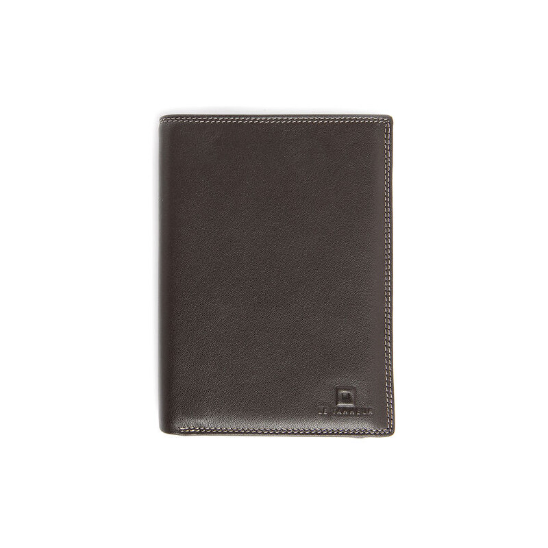 LE TANNEUR Portemonnaie aus braunem Leder mit Reißverschluss-Tasche und 11 Fächern Touraine