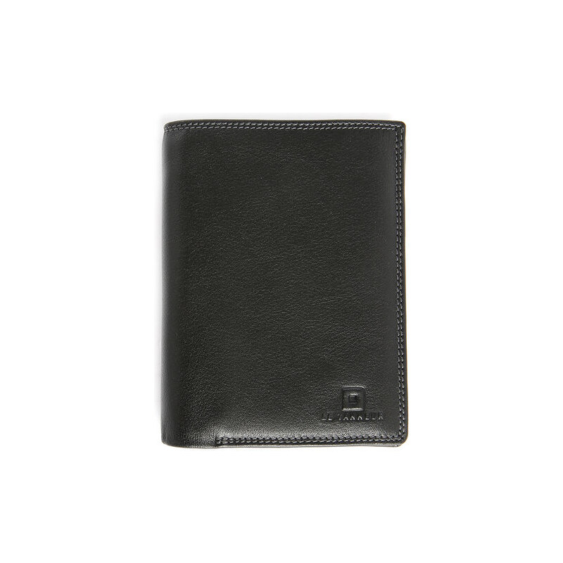 LE TANNEUR Portemonnaie aus schwarzem Leder mit Reißverschluss-Tasche und 8 Fächern Touraine