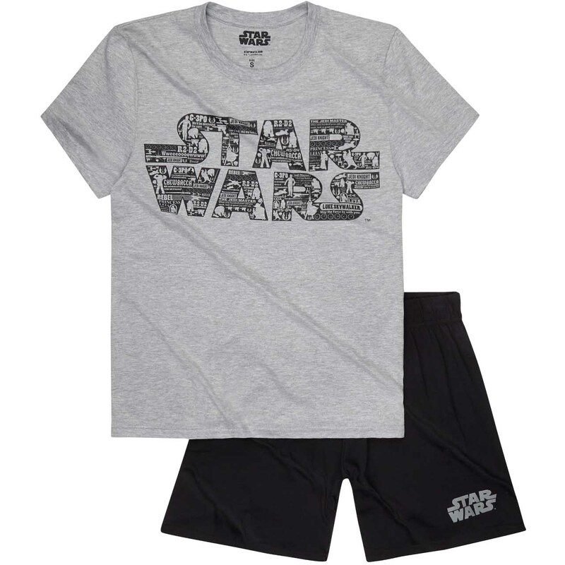 Star Wars-The Clone Wars Shorty-Pyjama schwarz in Größe S für Herren aus 100% Baumwolle Grau: 60% Baumwolle 40% Polyester