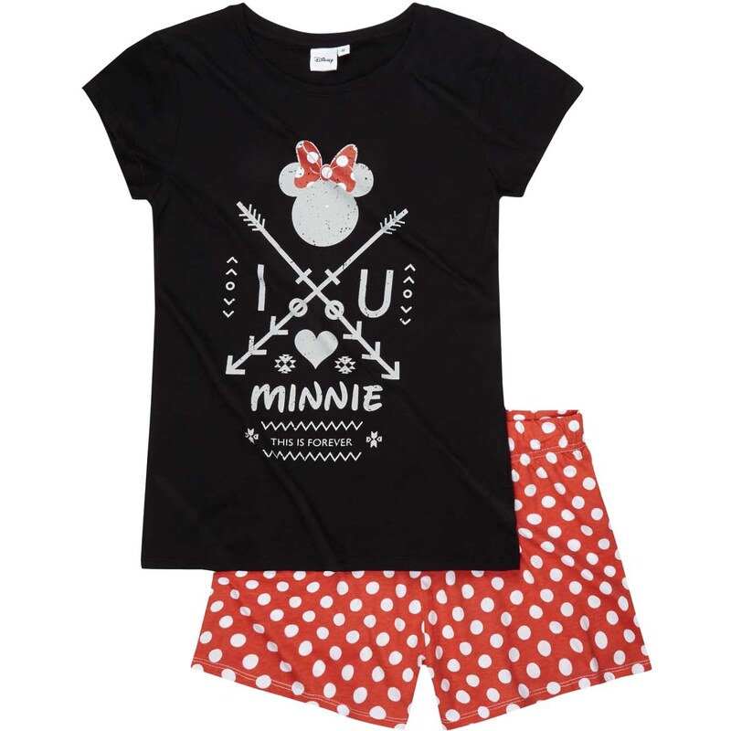 Disney Minnie Shorty-Pyjama rot in Größe S für Damen aus 100% Baumwolle