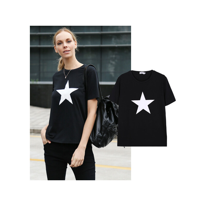 Lesara T-Shirt mit Sternen-Print - Schwarz - S
