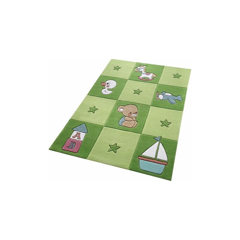 Kinder-Teppich Smart Kids Newborn handgetuftet SMART KIDS grün 3 (B/L: 110x170 cm),31 (B/L: 130x190 cm),4 (B/L: 150x220 cm)