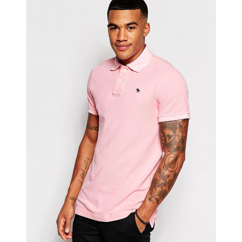 Abercrombie & Fitch - Muskel-Poloshirt in Rosa - Gelb