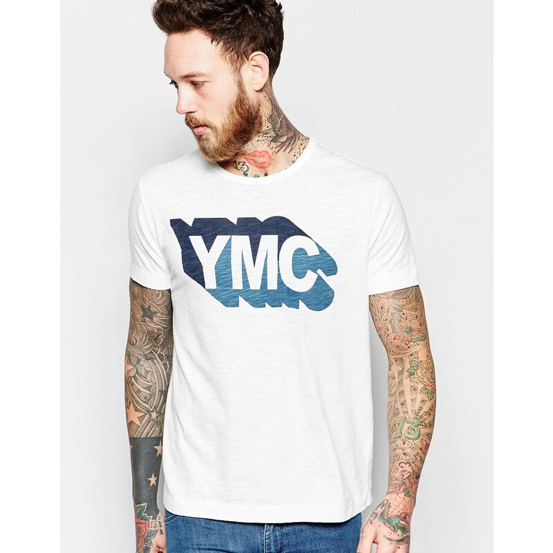 YMC - Weißes T-Shirt mit YMC-Logo - Weiß