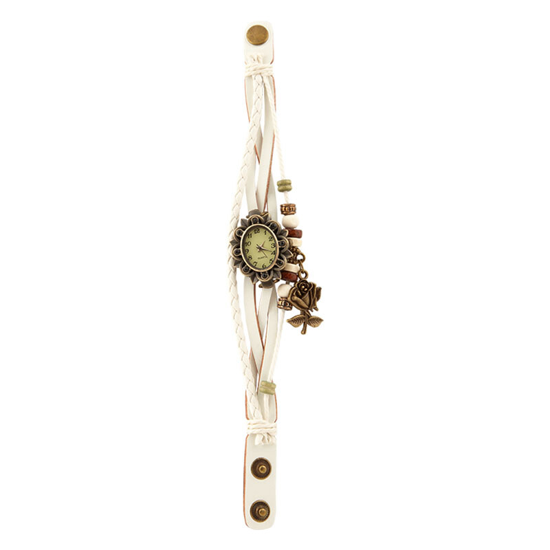 Lesara Armbanduhr mit Rosenanhänger - Weiß