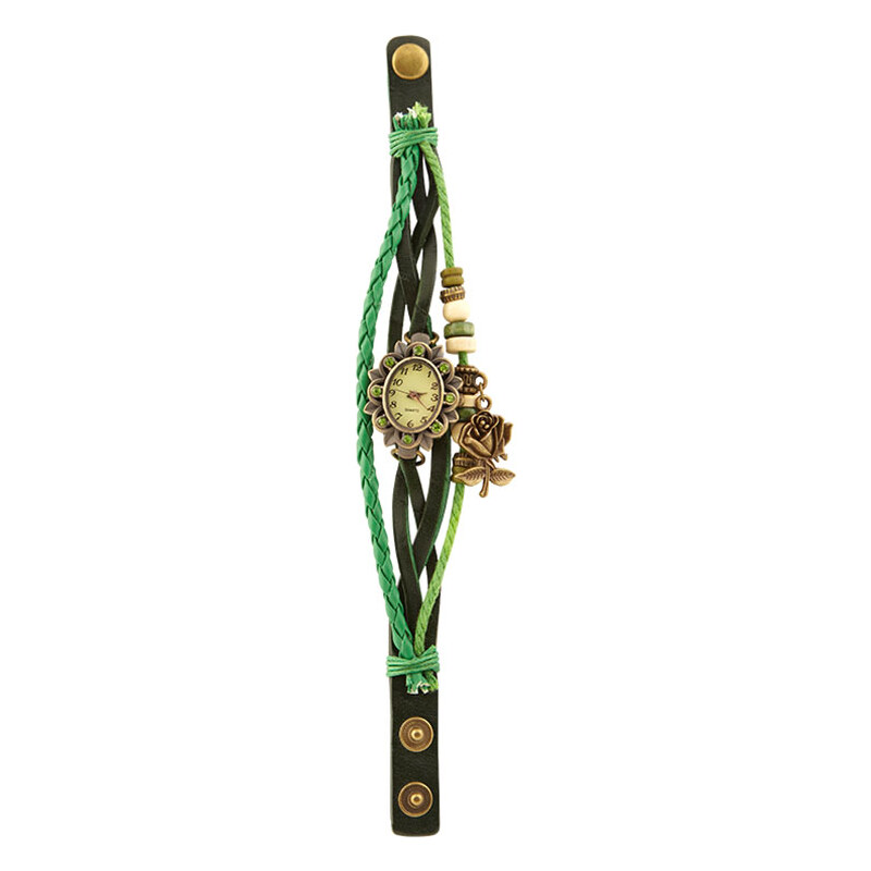 Lesara Armbanduhr mit Rosenanhänger - Grün