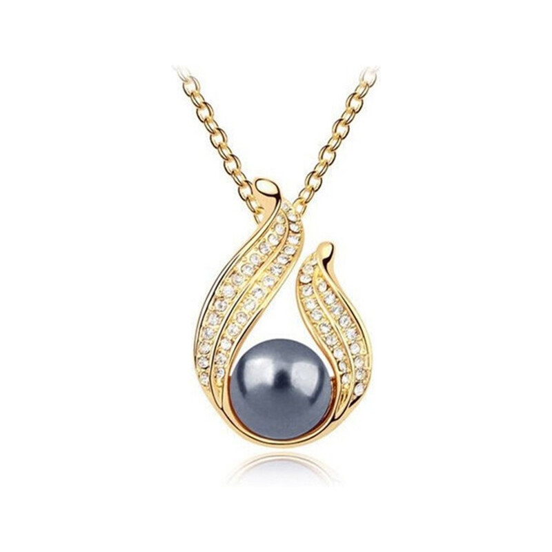 Lesara Halskette mit Perlen-Anhänger - Gold/Grau