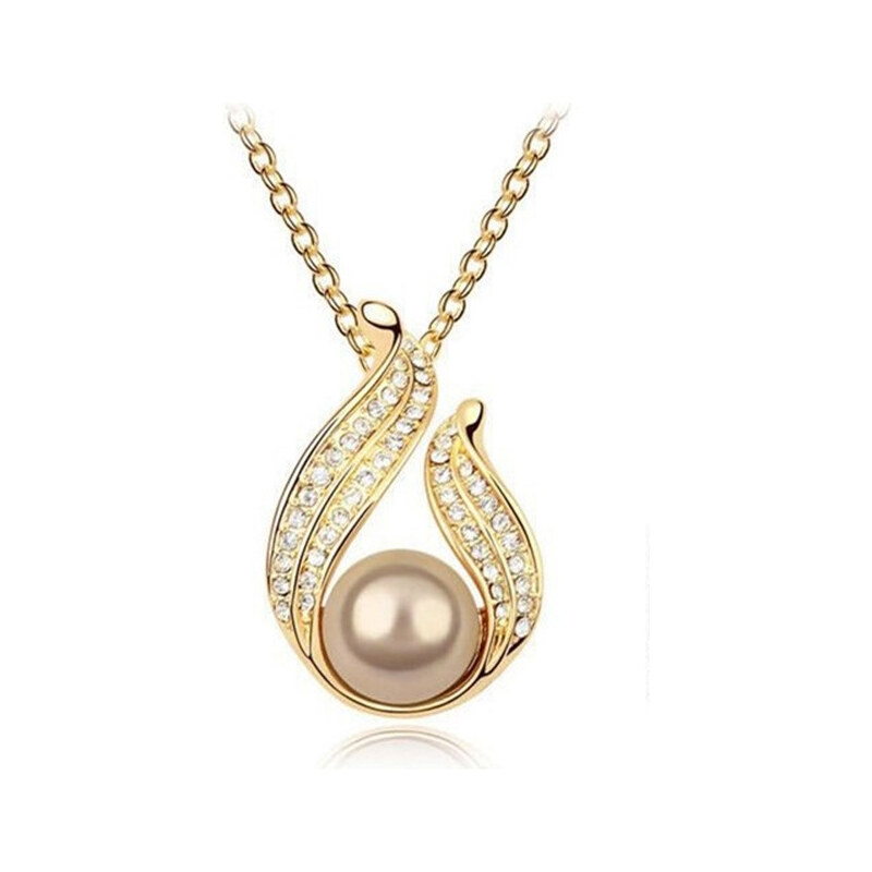 Lesara Halskette mit Perlen-Anhänger - Gold/Braun