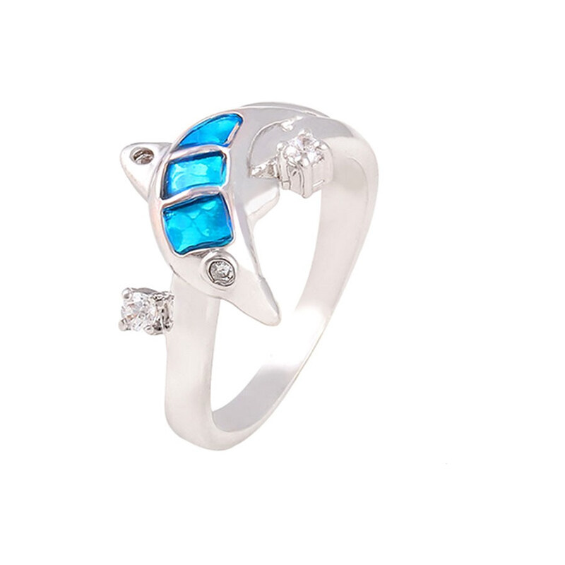 Lesara Ring mit blauem Edelstein - Fische - 50