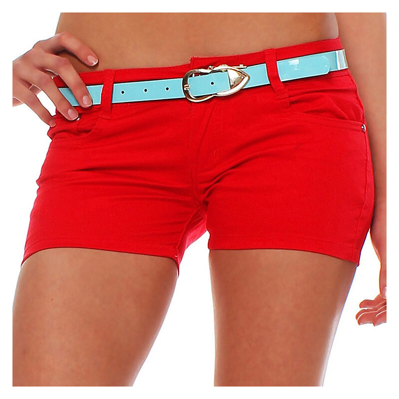 Lesara Damen-Shorts mit Gürtel - Rot - L