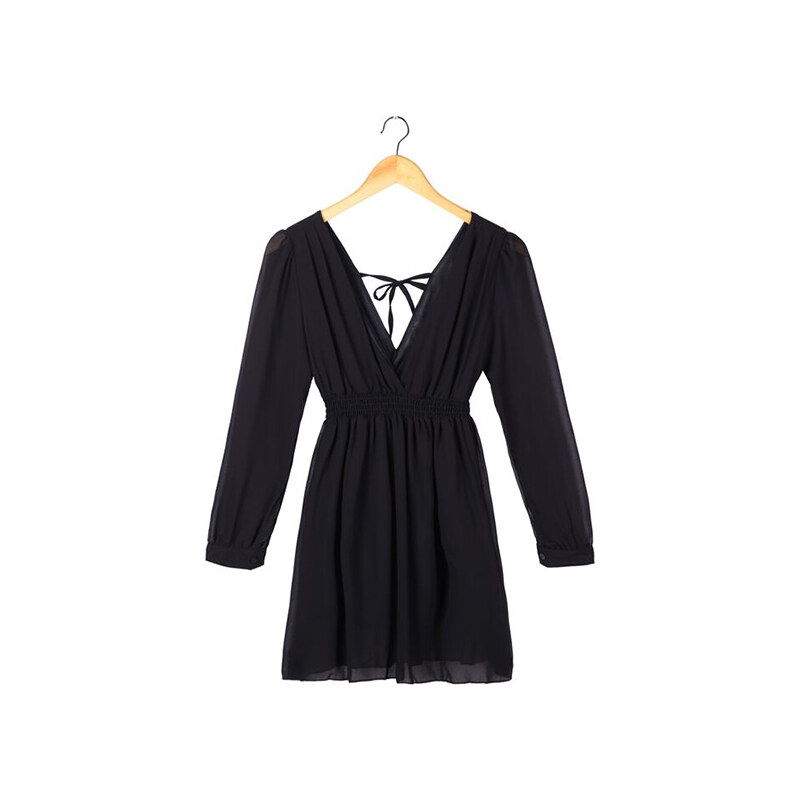Lesara Damen-Kleid mit V-Ausschnitt - Schwarz - M