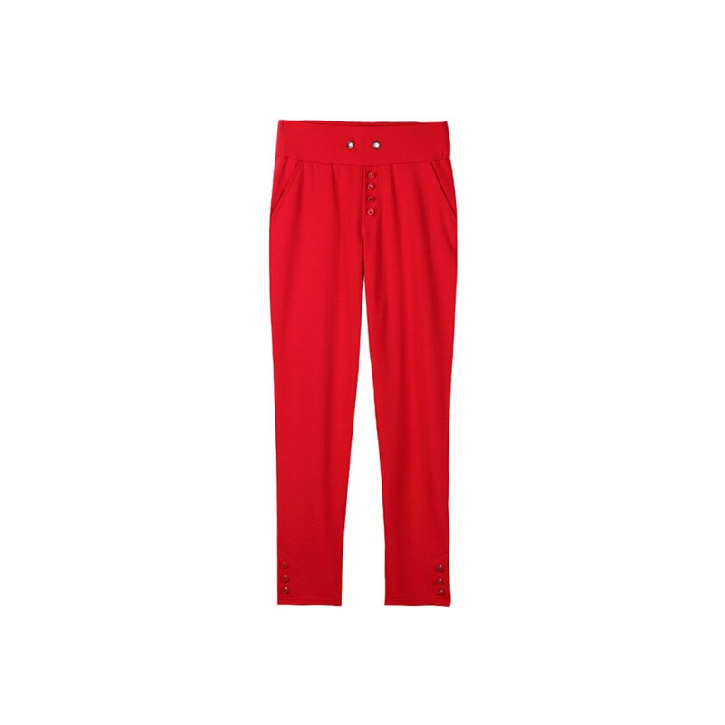 Lesara Damen-Sweatpants mit Knöpfen - Rot - L
