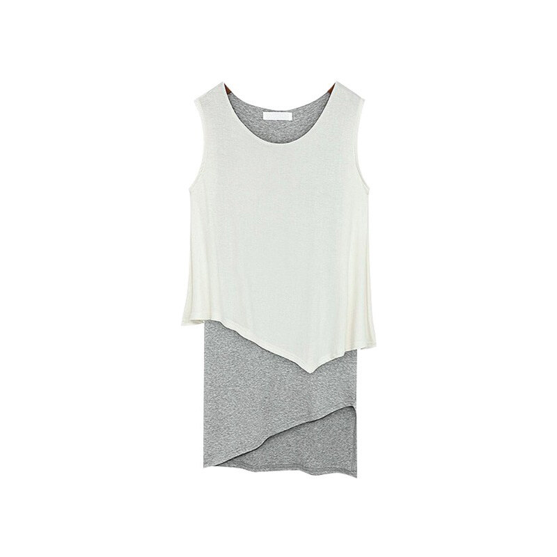 Lesara 2-in-1-Kleid im asymmetrischen Design - Grau - L