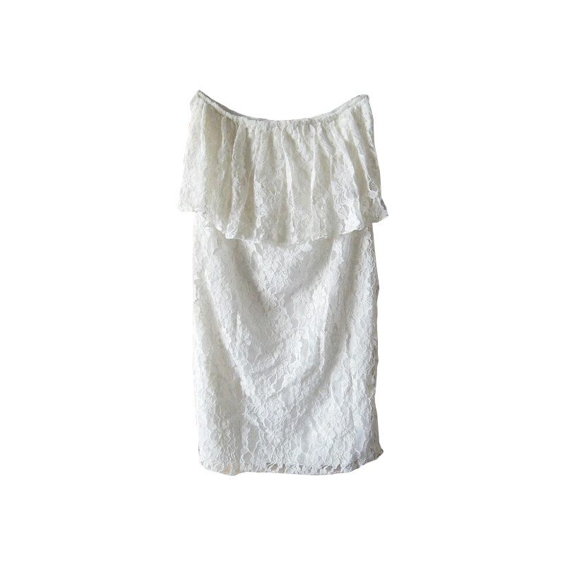Lesara Bandeau-Kleid aus Spitze - Weiß - L