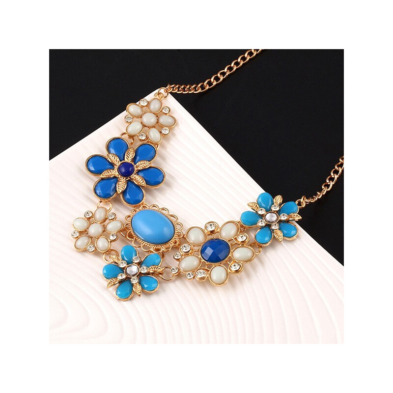 Lesara Statement-Halskette im floralen Design - Blau