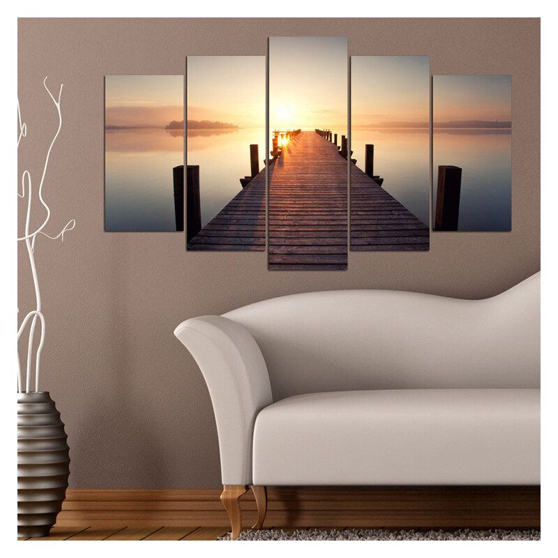 Lesara 5-teiliges Wandbild Natur - Steg Sonnenaufgang