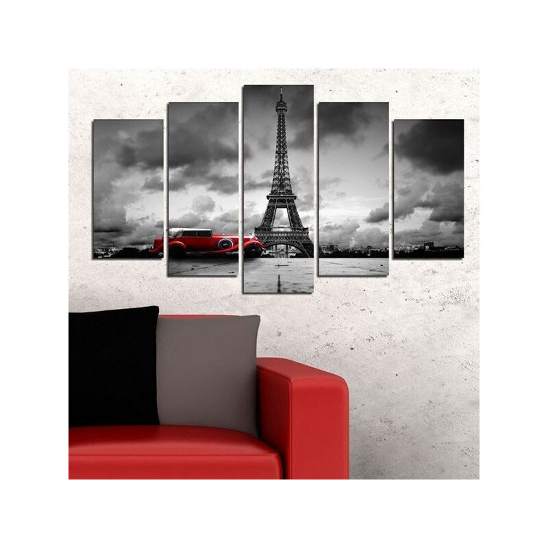 Lesara 5-teiliges Wandbild Sehenswürdigkeiten - Eiffelturm