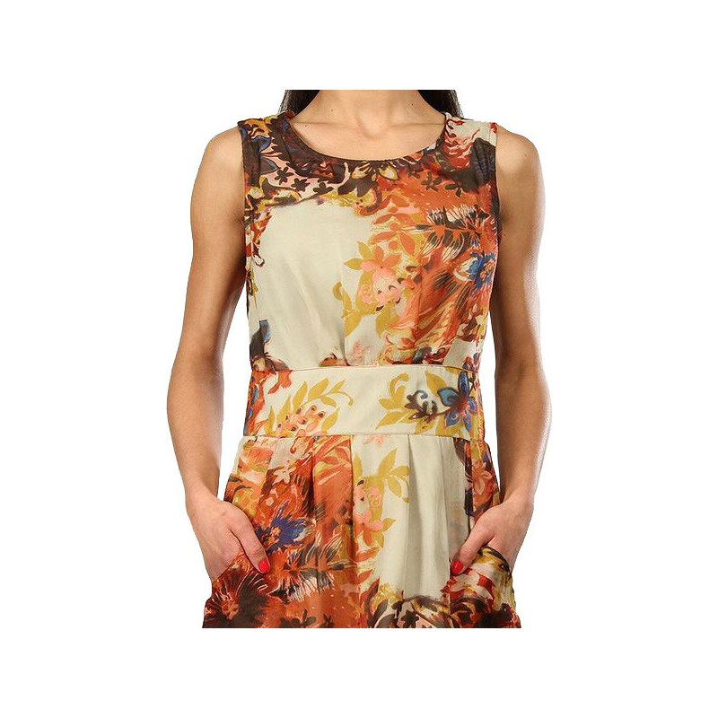 Lesara Kleid mit floralem Muster - Kupfer - 42