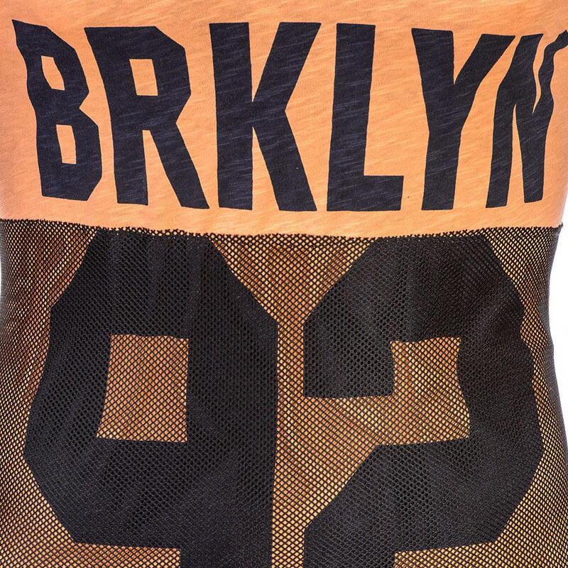Lesara Herrren-Tanktop Brooklyn mit Nummern-Print - Orange - XL