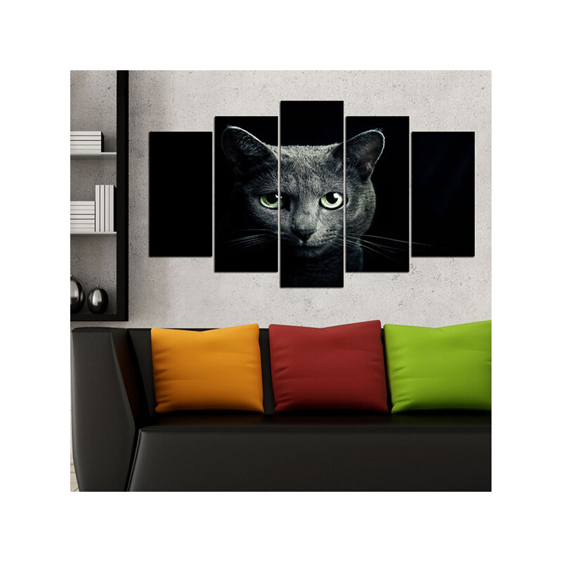 Lesara 5-teiliges Wandbild Katzen - Katzenaugen