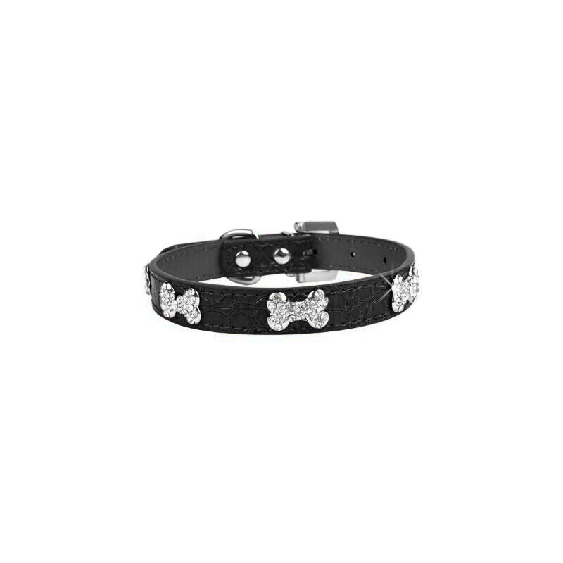 Lesara Hunde-Halsband mit Strass-Applikationen - Schwarz - M