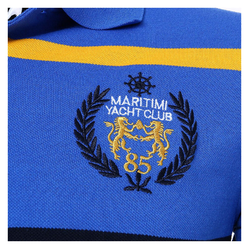 Maritimi Poloshirt im maritimen Streifenlook - Blau - S