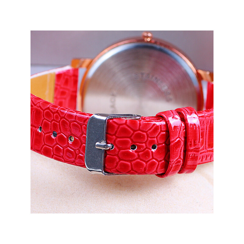 Lesara Armbanduhr mit Schmucksteinen - Rot
