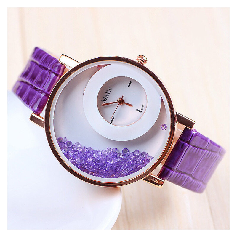 Lesara Armbanduhr mit Schmucksteinen - Violett