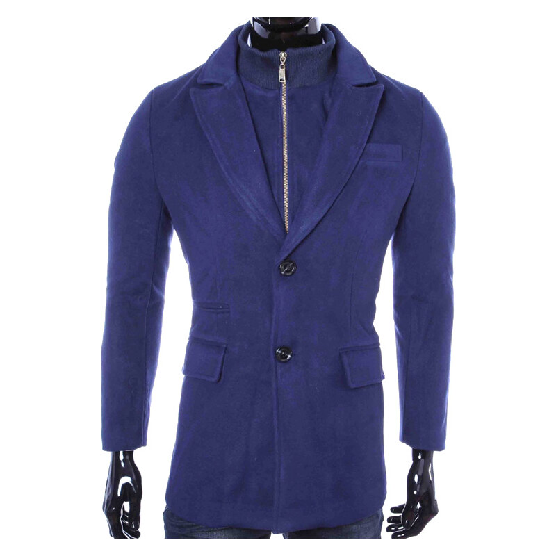 Maritimi Mantel mit Reverskragen und Reißverschluss - Blau - S