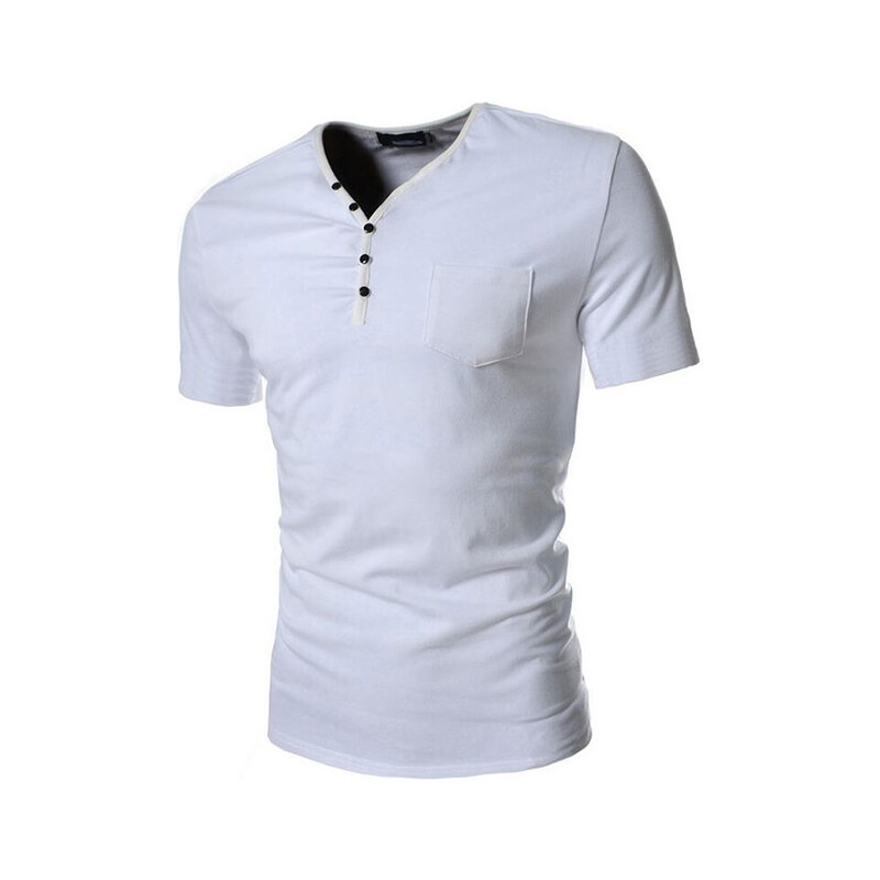 Re-Verse T-Shirt mit Knopfleiste - Weiß - S
