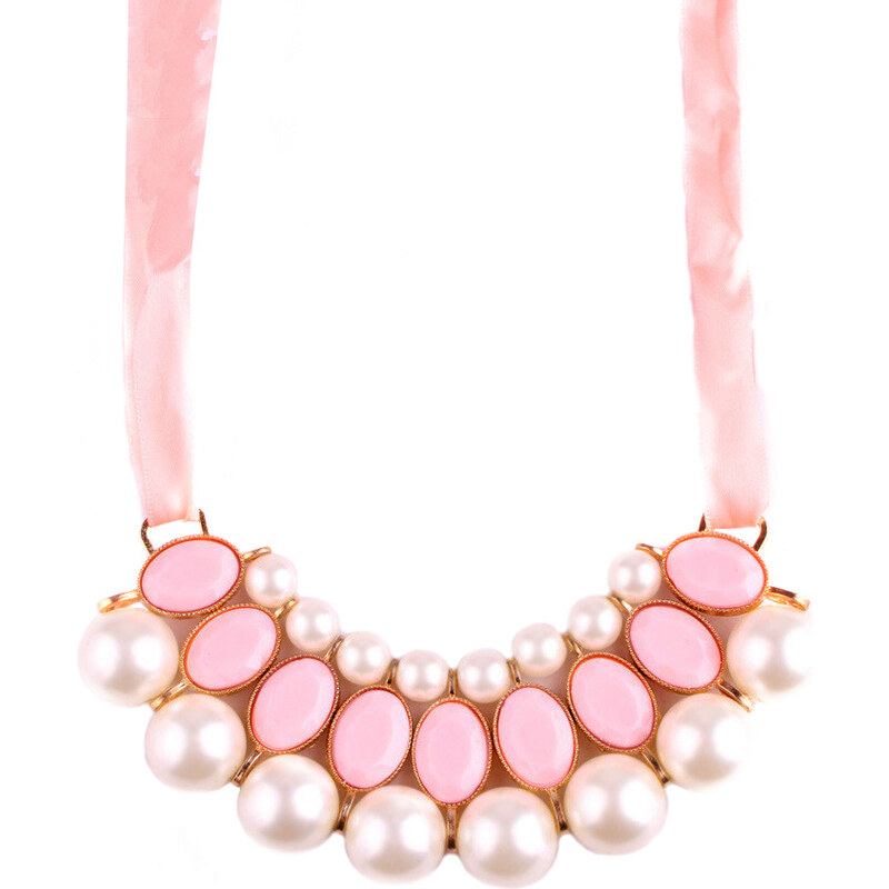 Lesara Statement-Halskette mit Schmuck-Perlen - Pink