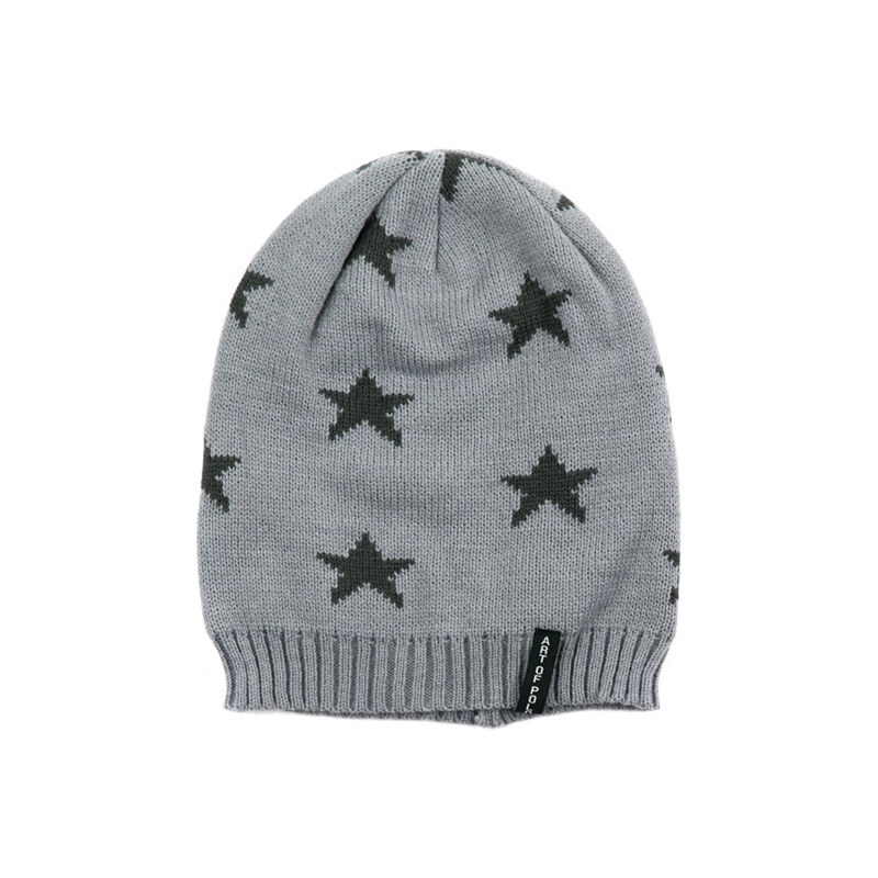 Lesara Strick-Mütze mit Sternen-Muster - Grau