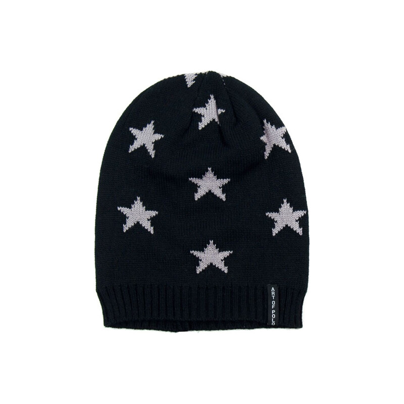 Lesara Strick-Mütze mit Sternen-Muster - Schwarz