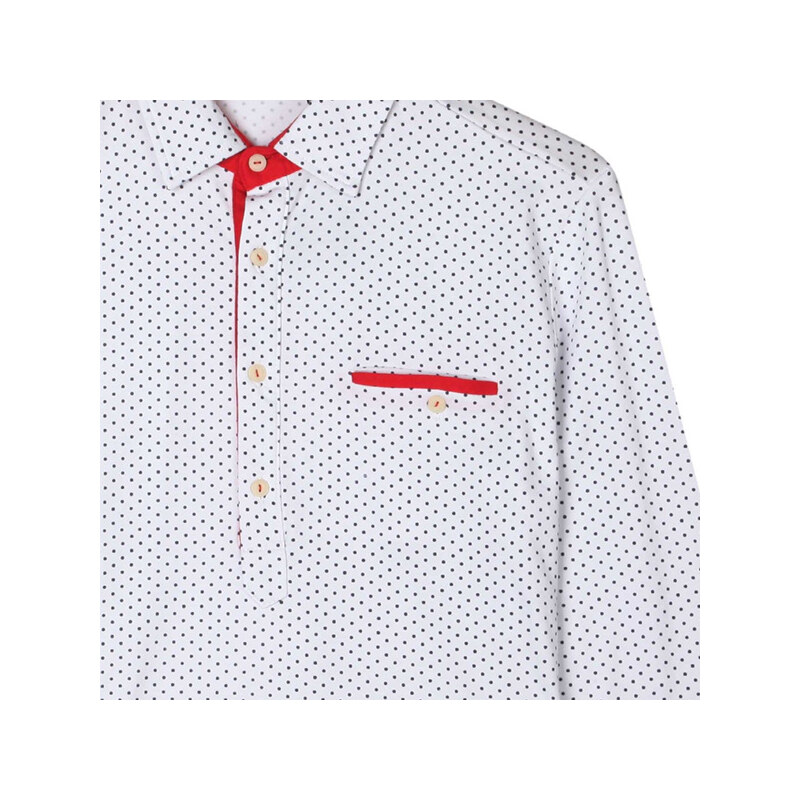 Re-Verse Langarm-Poloshirt mit Punkten - Weiß - M