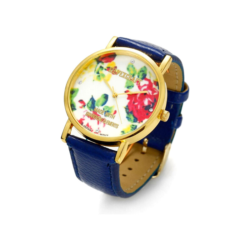 Lesara Armbanduhr mit Blüten-Zifferblatt - Blau