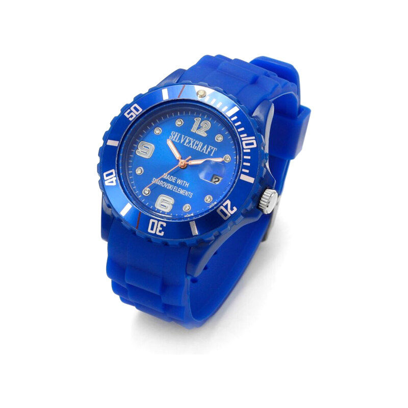 Lesara Silikon-Armbanduhr mit Swarovski Elements - Blau