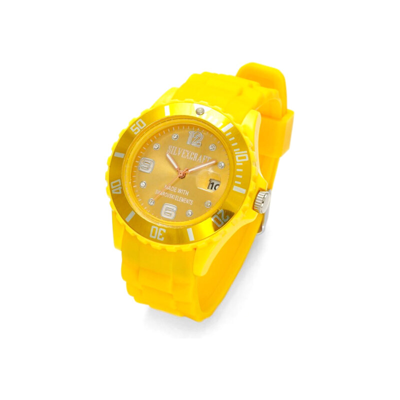 Lesara Silikon-Armbanduhr mit Swarovski Elements - Gelb