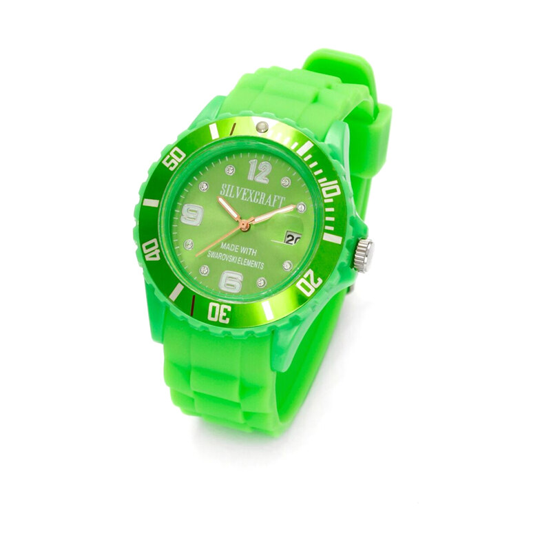 Lesara Silikon-Armbanduhr mit Swarovski Elements - Grün