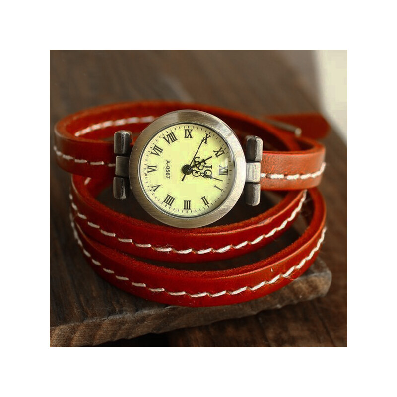 Lesara Wickel-Armbanduhr mit Lederband - Rot