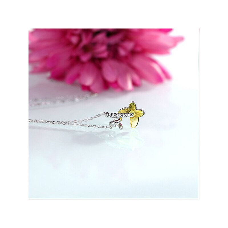 Lesara Schmetterling-Halskette mit Swarovski Elements - Gelb