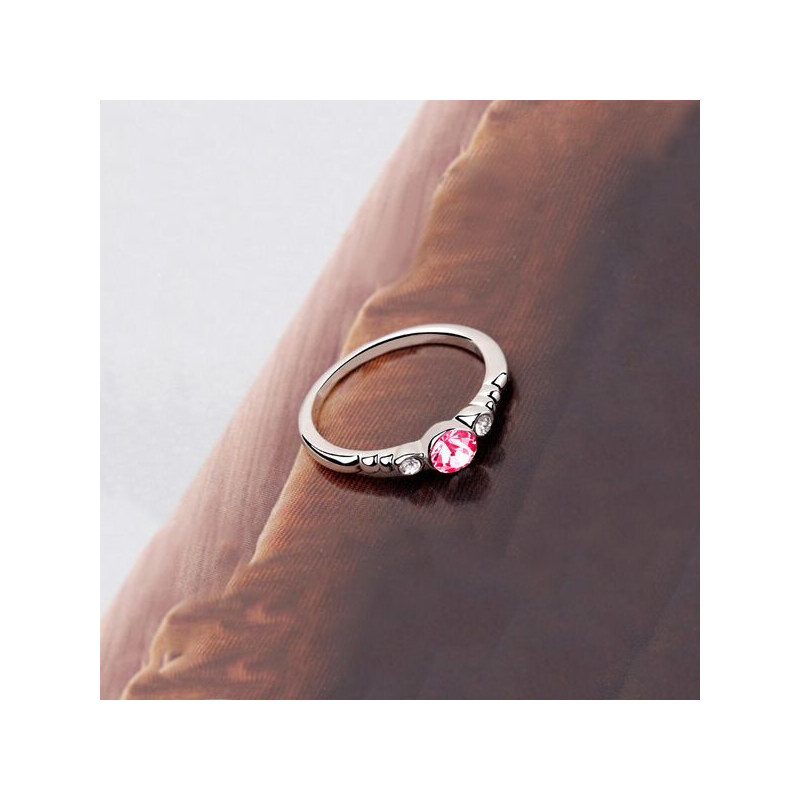 Lesara Ring mit Swarovski Elements und Strass-Steinen - Pink - 52