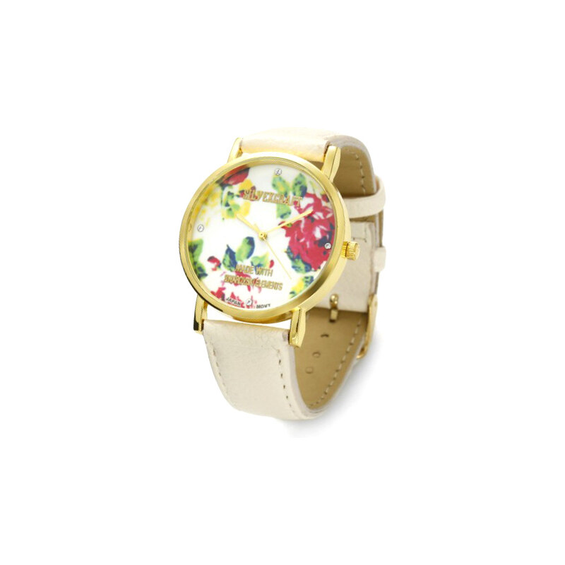 Lesara Armbanduhr mit Blüten-Zifferblatt - Weiß