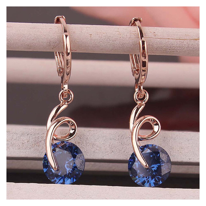 Lesara Spiral-Ohrhänger mit Kristall - Blau
